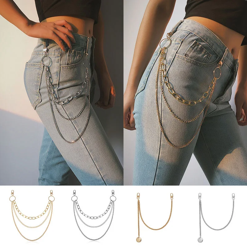 

Waist Chains Fashion Three Layer Classic U Shape Belts Multi Layer Fringe Geometry Classic Personality Trouser Chain Metal Chain