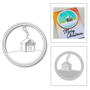 

2020 New Round Frame Edge Embossing Background House Metal Cutting Dies For DIY Scrapbooking Greeting Card Paper Making No Stamp