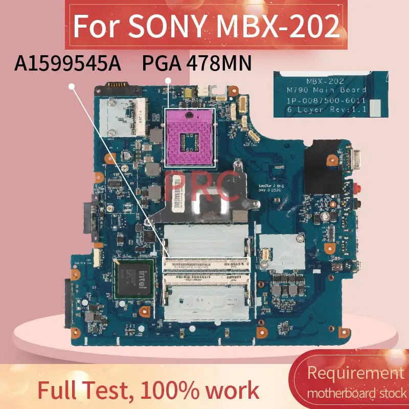 Placa-mãe para Notebook Sony Segunda Peça M90 Usada Pga 478mn Ddr2