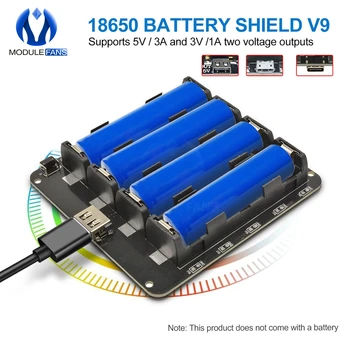 

ESP8266 4PCS 18650 Lithium Battery Shield V9 Mobile Power Band Type-C/Micro USB Expansion Board Module 5V/3A 3V/1A For Arduino
