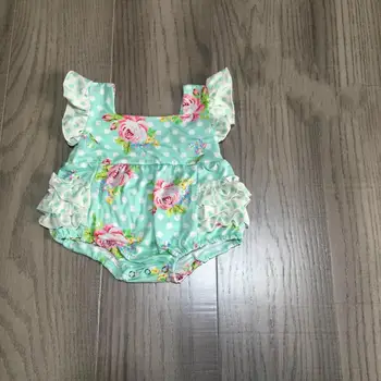 

Girlymax summer jumpsuit mint floral flower baby girls boutique clothes infant cotton tutu romper Toddler ruffles lace polka dot