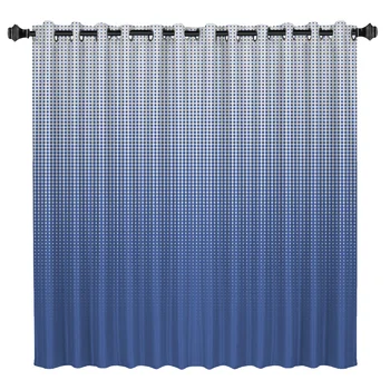 

Blue Progressive Wave Point Room Curtains Large Window Window Curtains Dark Blackout Kitchen Indoor Drapes Kids Window Treatment