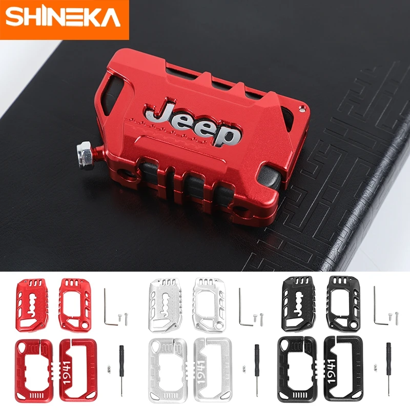 SHINEKA Keychain For Jeep Gladiator JT Car Key Cover Metal Full Protection Shell Accessories Wrangler JL 2018-2021 | Автомобили и