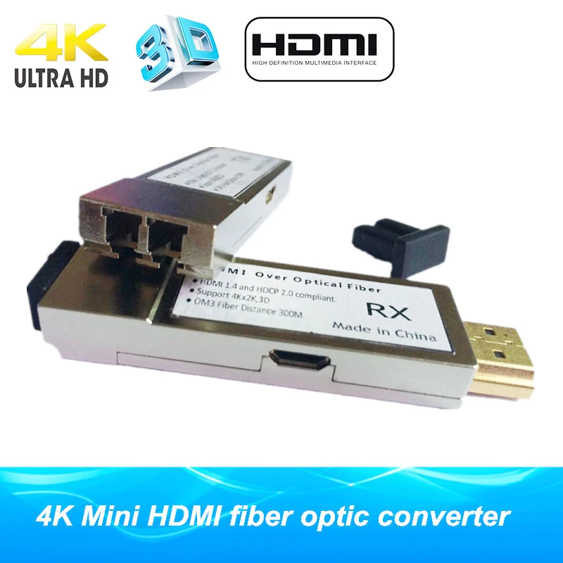 Мини HDMI оптоволоконный удлинитель OM3 4K x 2K 300 м многомодовый кабель волоконно-оптический HDMI конвертер