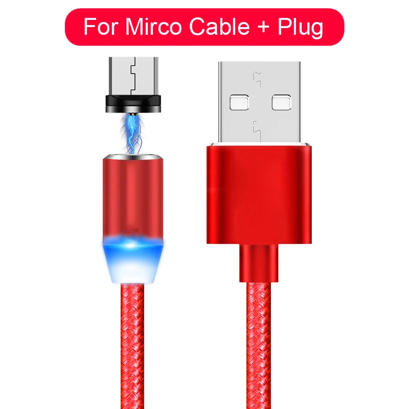 1 м 2 м Магнитный кабель Micro usb type-C кабель для iPhone 11 XS samsung Быстрая зарядка магнитное зарядное устройство USB Кабели Шнур для мобильного телефона - Цвет: Red Micro Cable