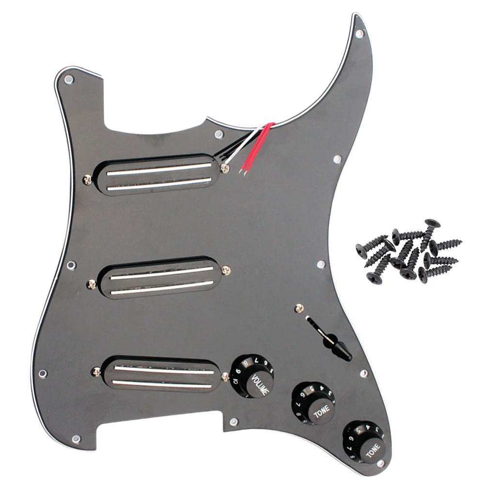 Electric Guitar Loaded Prewired Pickguard 3 Ply 11 Hole for Fender Stratocaster Guitar Parts Black
