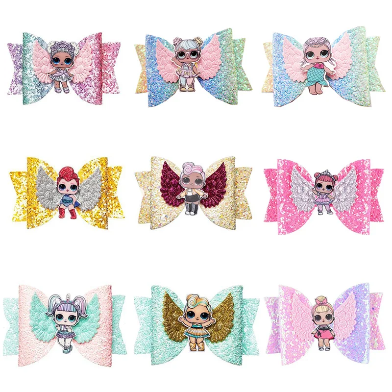

LOL Surprise Dolls Toys Bright Flashing Gradient with Sequins Swallowtail Children's Bow Hair Clip Hair Accessories 2S35