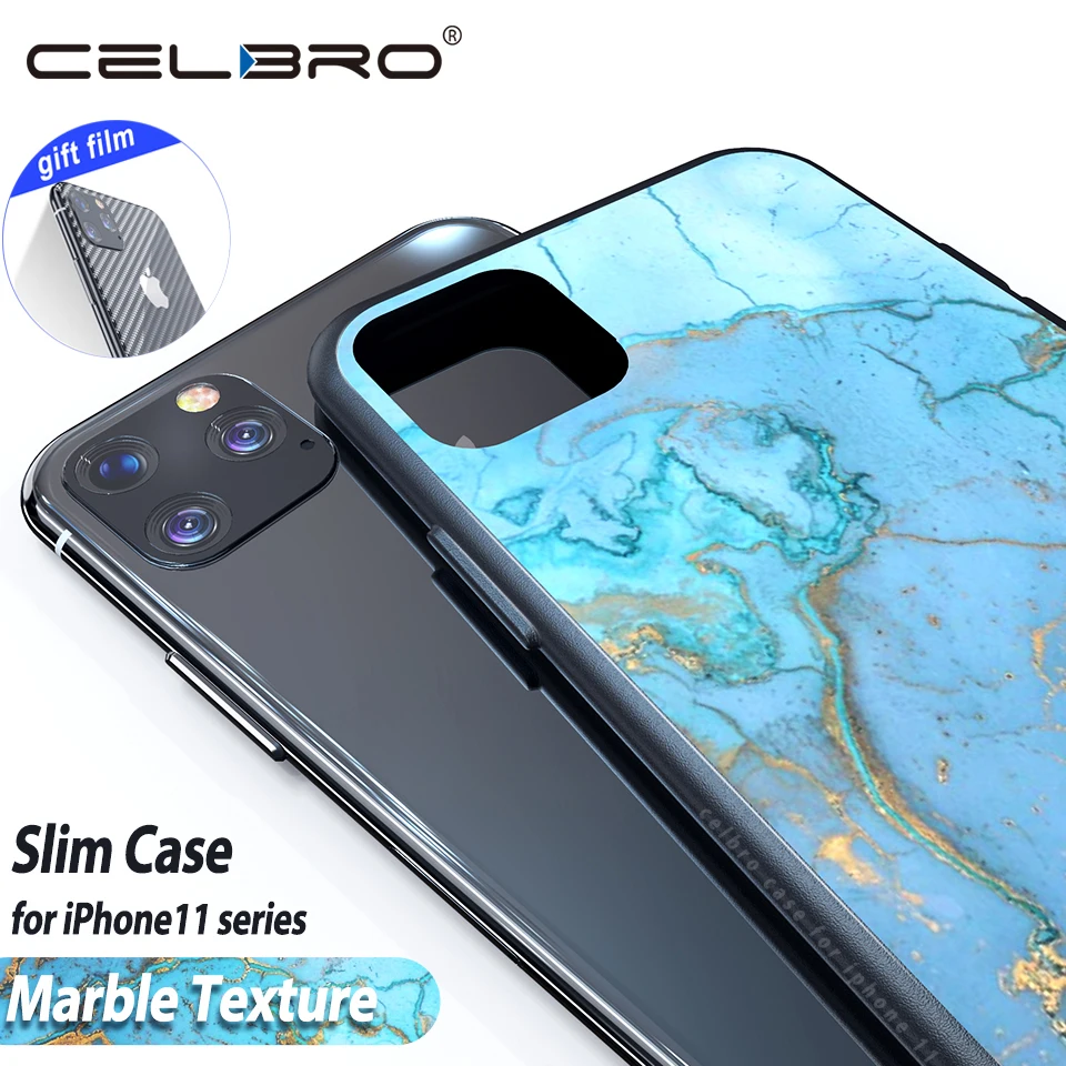 

Marble Tempered Glass Case for IPhone 11 Pro Max TPU Silicone Frame Hard Glass Phone Cover for IPhone 11 Case 2019 New