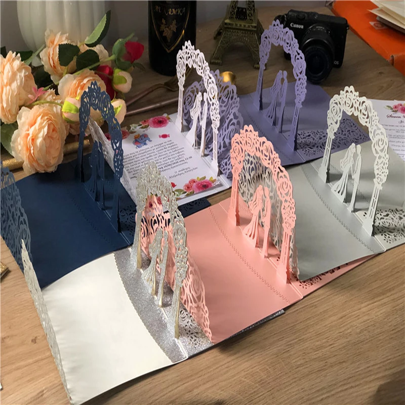 3D Креативные Свадебные Пригласительные открытки в европейском стиле с лазерной