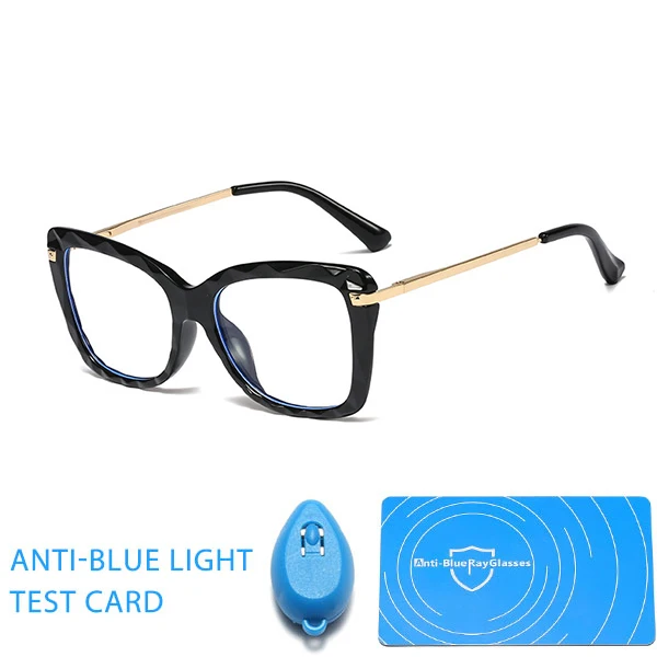 Квадратные RFOLVE квадратные очки для ночного видения женские Брендовые очки с драгоценными камнями и текстурой оправы для очков прозрачные линзы UV400 очки RX224 - Цвет оправы: C1 Black