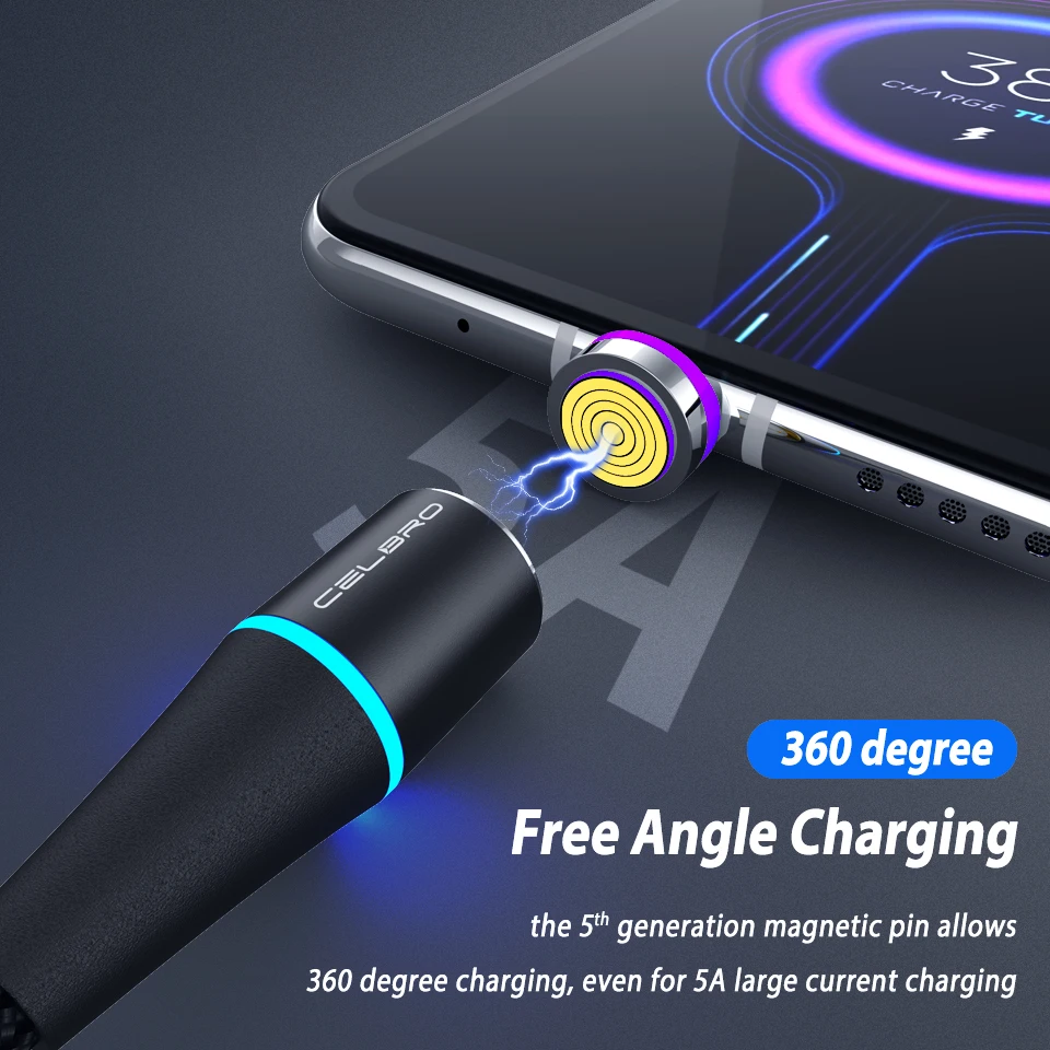 Магнитный Micro usb type C кабель супер-быстрая зарядка 5А телефонный кабель светодиодный USB C кабель для samsung Galaxy Xiaomi Note 10 Plus huawei