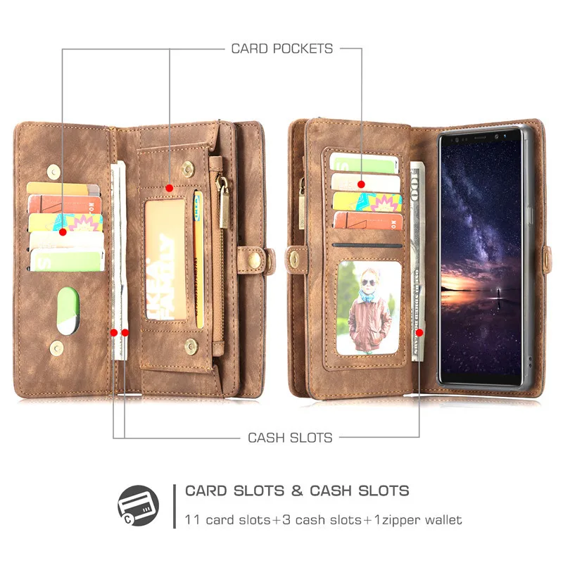 Чехол из натуральной кожи для samsung Note 9 8, Роскошный кошелек на молнии, чехол для samsung Galaxy S10 S9 S8 Plus A80 A70, чехол для телефона