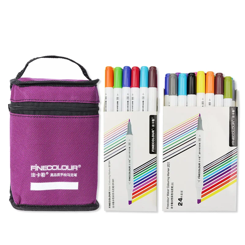 Художественные маркеры FINECOLOUR EF201 12/24/36 цветов набор кистей Двусторонние цветные