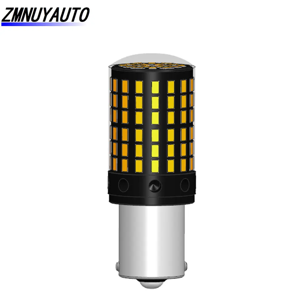 CANBUS светодиодный BA15S P21W BAU15S PY21W без ошибки лампы 3014 144SMD W21W T20 7440 светодиодный Нет Hyper вспышки белого цвета-красный, желтый, цвет: желтый, 12V 24V