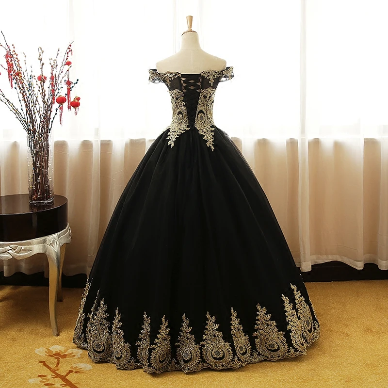 Черно-Золотой Бальные платья цветочный принт пушистые Бальные платья сладкий шестнадцать платье для светской львицы Vestido De 15 Anos реальные фотографии