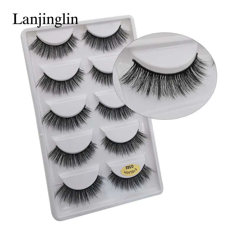 Lanjinglin, 10 коробок,, натуральные накладные ресницы, полные ресницы, искусственные 3d норковые ресницы для наращивания, макияж, Мягкие Накладные ресницы
