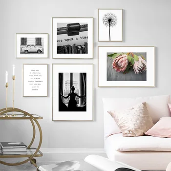 

Paris Car Ballet Girl Flower Dandelion Wall Art Canvas Painting Nordic Posters And Prints Wall Pictures For Living Room Decor