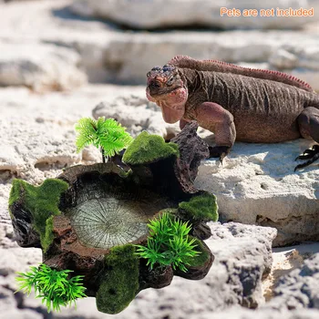 

Artificial Tree Trunk Resin Reptile Platform Dish Bowl Food Water Tank Decor Simulation Ornament Rockery Stone Eco Friendly