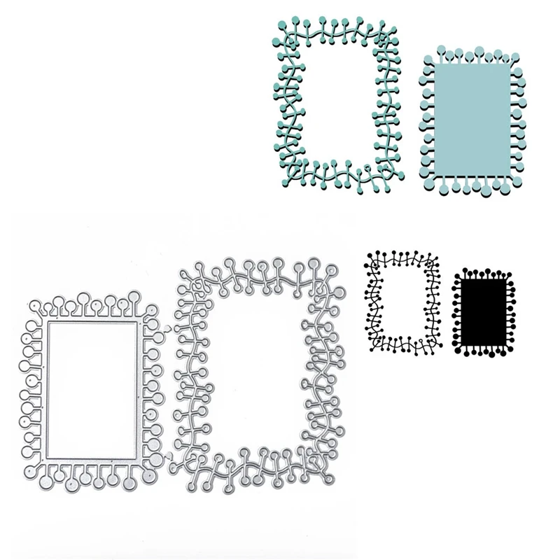 YaMinSanNiO 2Pcs Rectangle Frame Metal Cutting Dies DIY Etched Dies Craft Paper Card Making Scrapbooking Embossing New