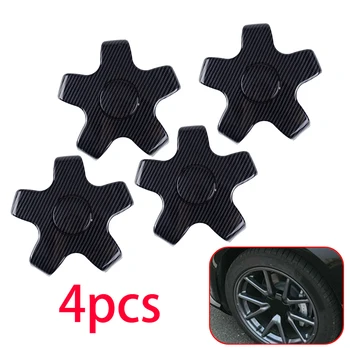 

DWCX 4Pcs Carbon Fiber Style Black ABS Car Wheel Center Rim Hub Cap Cover Fit For Tesla Model 3