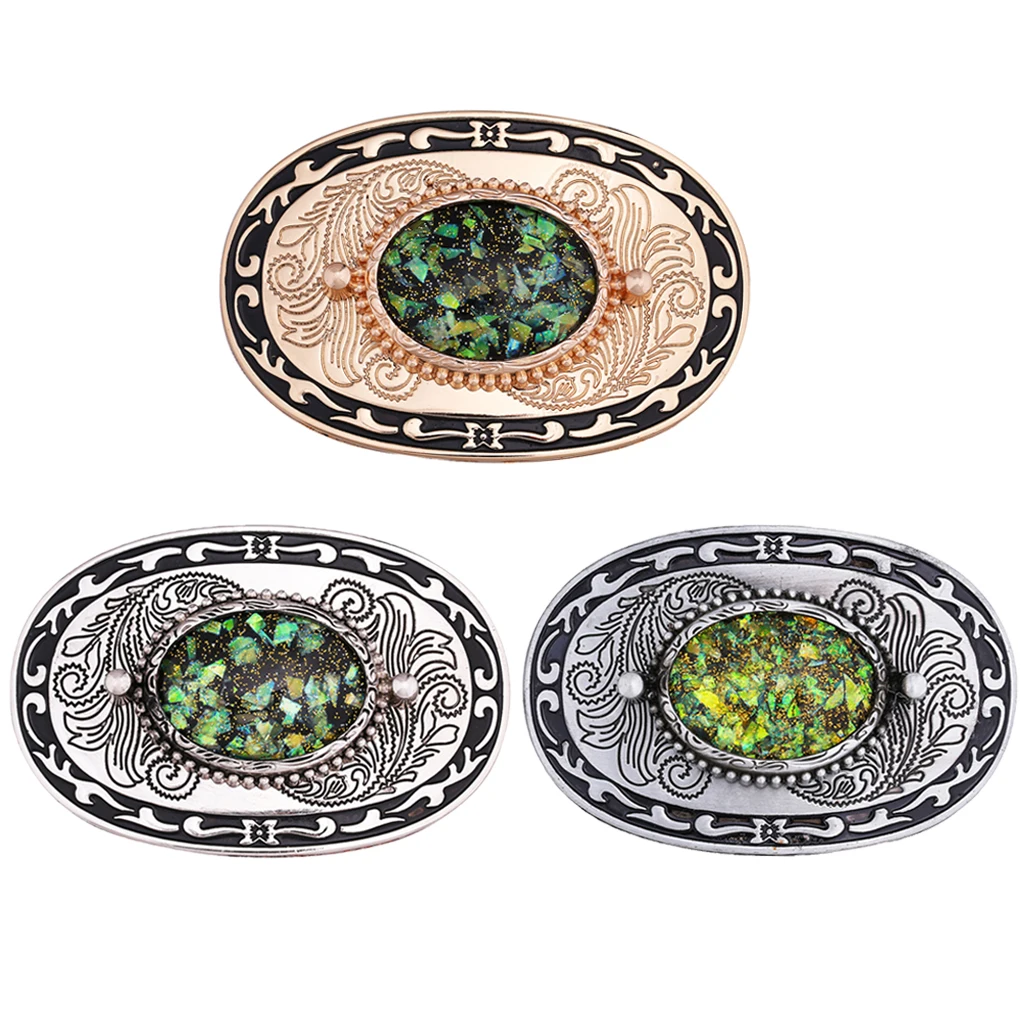 Classic Western Oval Belt Buckle Hip-Hop Carved Belt Buckle For Leather Belts