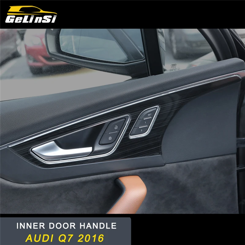 

GELINSI for Audi Q7 4M 2016 2017 2018 Car Styling Inner Door Handle Panel Cover Trim Frame Sticker Chrome Interior Accessories