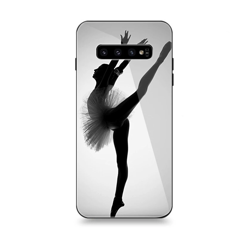 Чехол Стекло для samsung A40 A50 A10 A20 A30 A60 A70 S10 S7 край S8 S9 Note 8 9 10 плюс Чехол с рисунком балерины для девочек для танцев черного цвета - Цвет: G4