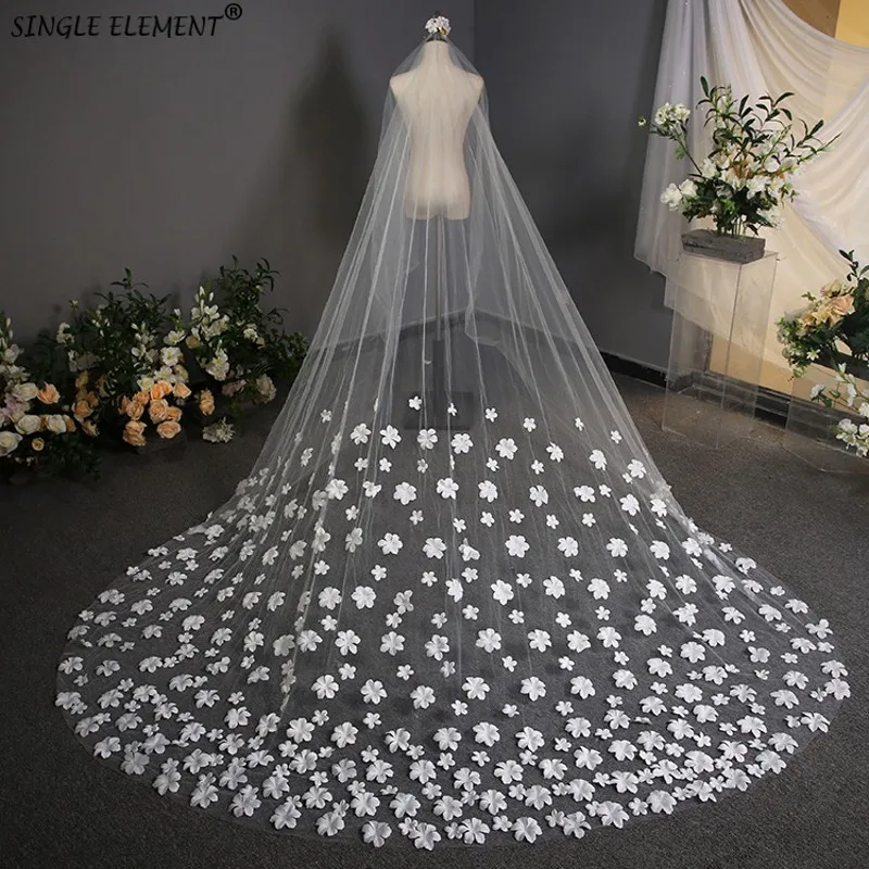 Sweet Princess 3m Long Accessories Bridal Elegant Flowers Wedding Veil