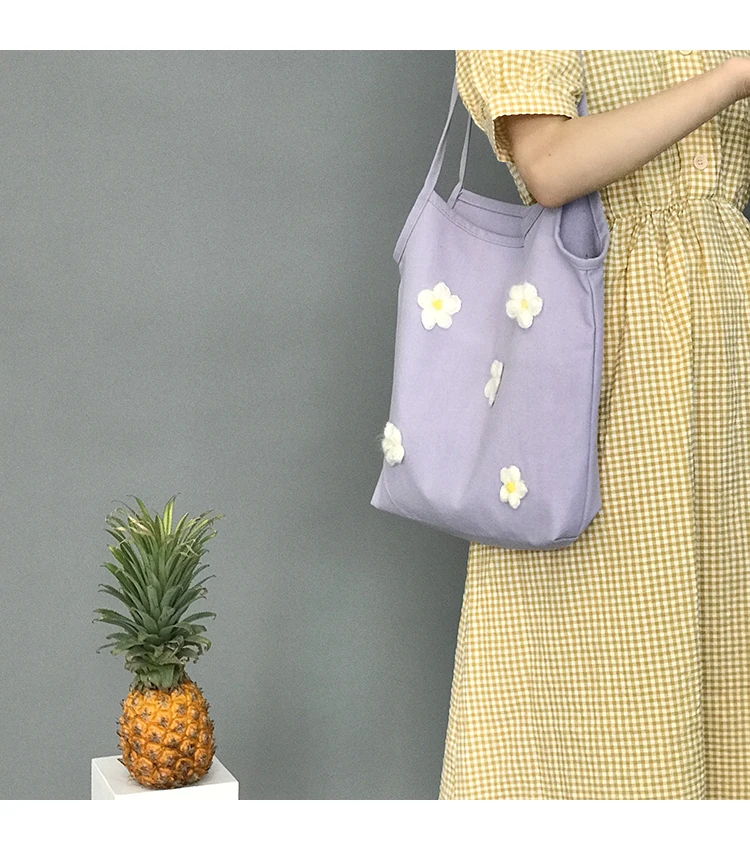 Angelatcracy 2019 Новое поступление Япония Вязание персонализированный холст свежий Повседневный Цветочные цветочные сумочки сумки одно плечо