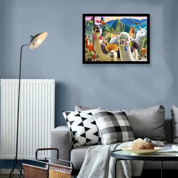 

Full Circle Diamond DIY Diamond Embroidery Alpaca Family Diamond Painting Cross Stitch Rhinestone Decoration