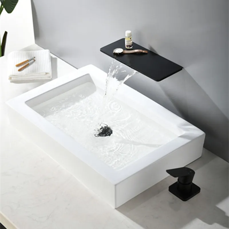 Матовый черный настенный смеситель для раковины, черный смеситель для ...