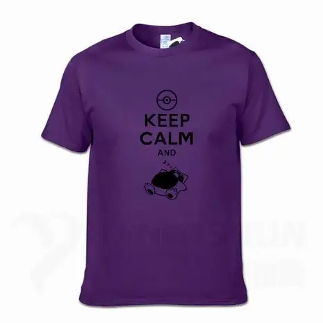 С надписью «Keep Calm And вести Snorlax сна Pokemon футболки 16 Цвета Для мужчин из хлопка с круглой горловиной, Повседневное Графический короткий рукав Костюмы