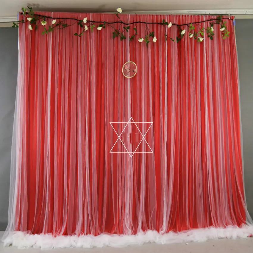 

Magic Red Chiffon Backdrop Bridal Wedding Birthday Photography Tulle Background Curtains Panels Newborn Baby Shower Party Decor