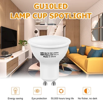

5W Spotlight Lamps GU10 LED Bulb 220V 6500K Non-Dimmable Led Spotlights Cool White Color Home LED Downlights Store Decoration