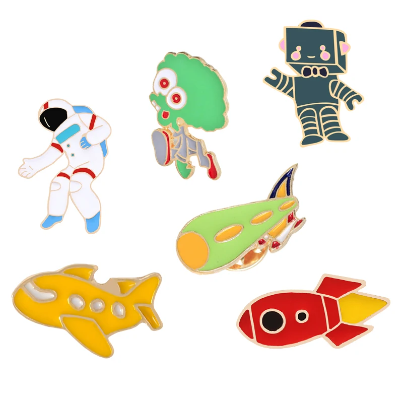 Cute Funny Astronauts Brooch Lips Rocket Label Pin Collar Pins Badge Jewelry