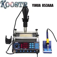 YIHUA 853AAA 3 функции в 1 паяльная станция 650 Вт SMD горячий воздушный пистолет+ 60 Вт паяльники+ 500 Вт станция предварительного нагрева сварочный инструмент