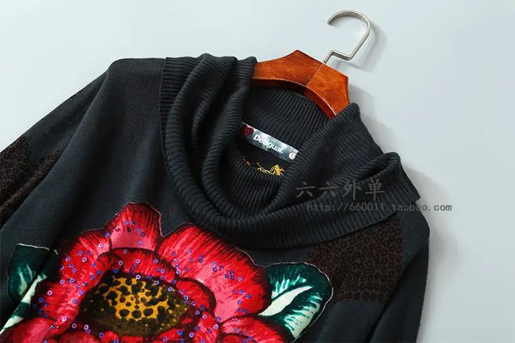 DESIGUAL Свободная трикотажная блузка с бахромой и цветочным принтом для женщин, трикотажная одежда