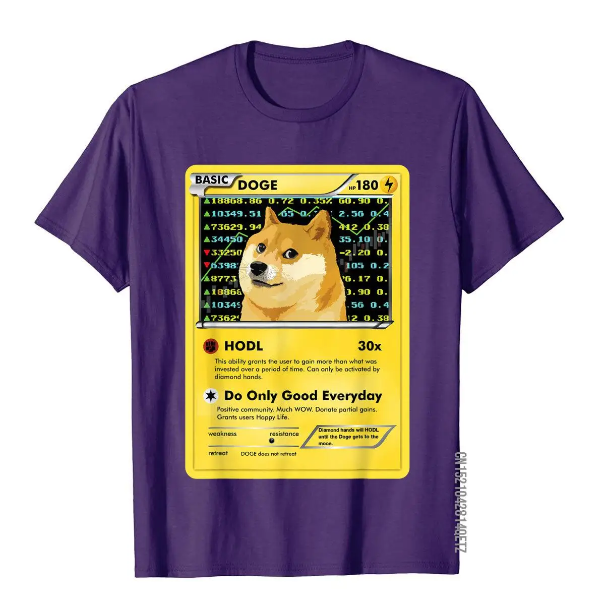 Funny Dogecoin T-Shirt Doge HODL Card Crypto Meme Men Kids T-Shirt__B7326purple
