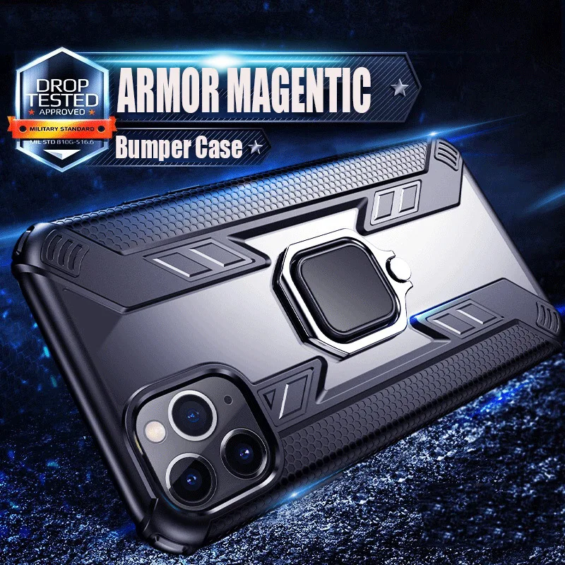 

Luxury Armor Magentic Silicone Case For IPhone 11 Pro Max X XS XR Shockproof Cover For IPhone 11 XS XR X Car Ring Phone Case Bag