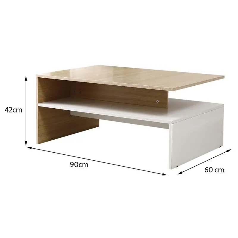 Café Tables Furniture Tea Table Magazine Shelf Double Layer Living Room Furniture Wooden Rectangle Bedroom Office Modern Black