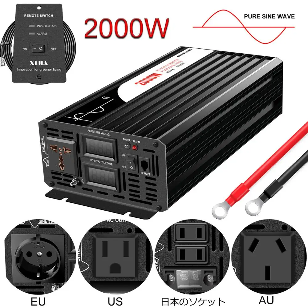 48V DC to 110V AC 2000W Off Grid Pure Sine Wave Power Inverter with LCD US Stock 