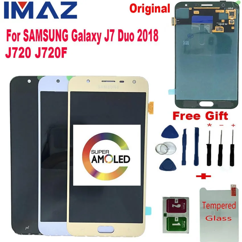 Оригинальный AMOLED дисплей IMAZ для Samsung Galaxy J720 J7 DUO 2018 J720F сенсорный экран дигитайзер