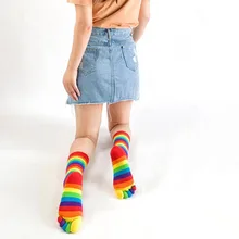 Осень-зима, милые, забавные, с пятью пальцами, цвета радуги, в полоску, с принтом, с носком, женские, хлопковые, Harajuku, корейские, женские