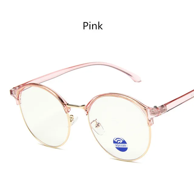 NYWOOH, анти-синий светильник, очки для женщин и мужчин, Ретро стиль, круглая оправа для очков, компьютерные очки, оптические очки - Цвет оправы: Pink