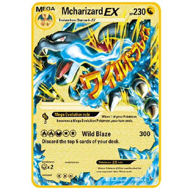Pokemon Jogo Cartao Anime Charizard Golden Card Pokemon Cartao De Metal Ouro Pikachu Conjunto Figura Modelo Crianca Presente