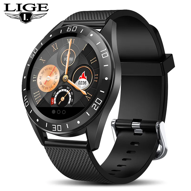 Black LIGE, новые Смарт-часы, мужские спортивные часы, женские, водонепроницаемые, фитнес-трекер, пульсометр, измеритель артериального давления, шагомер, умные часы - Цвет: Black