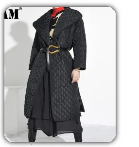 [EAM] Women Red Pattern Printed Big Size Dress New Stand Collar Long Sleeve Loose Fit Fashion Tide Spring Autumn 2020 1DA115