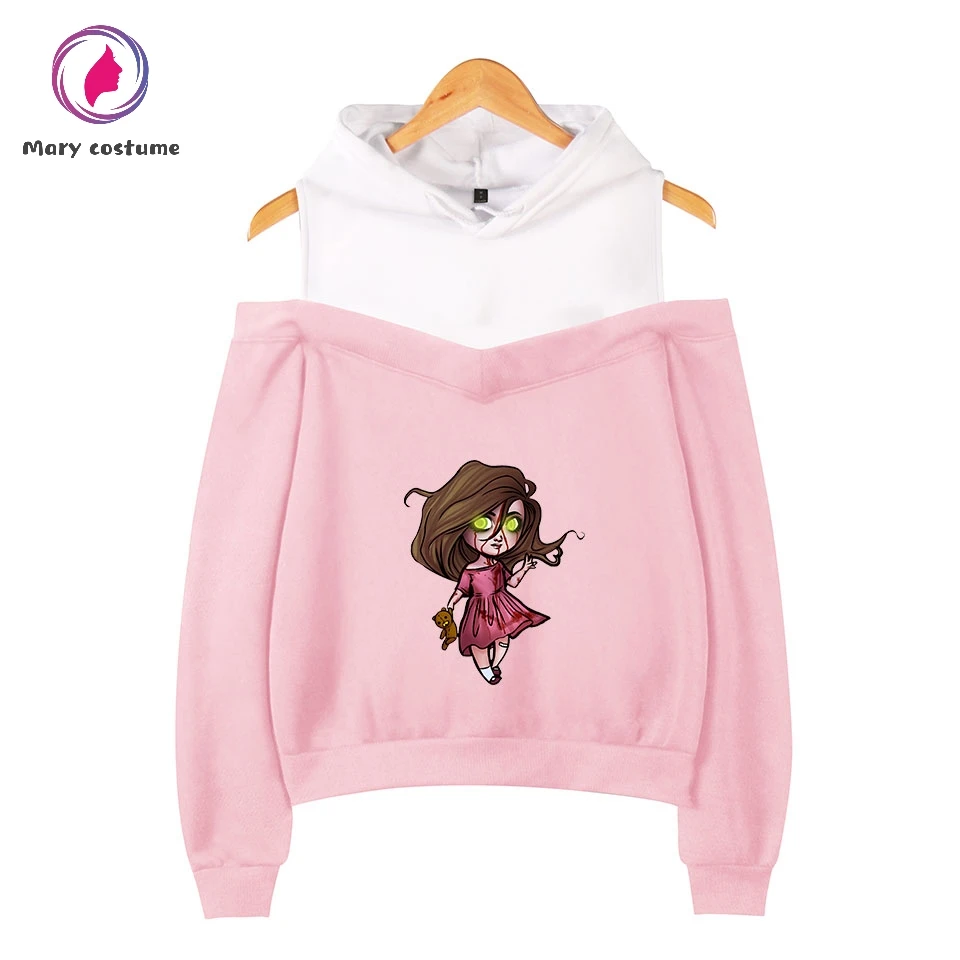  Creepypasta Style 2D Off-The-Shoulder Sweatshirt Women Hooded Sweatshirt Hot Casual Wear Trendy Lei