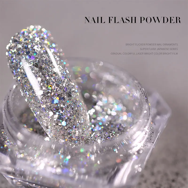 1pcs Nail Art DIY New Hot Platinum Powder 3D Mixed 8 Color Dust Sets Glitter Siliver Sequins Flakes Manicure Decoration | Красота и