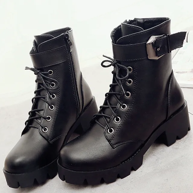 Korean Black Winter High-Heeled Goth Leather Boots 4